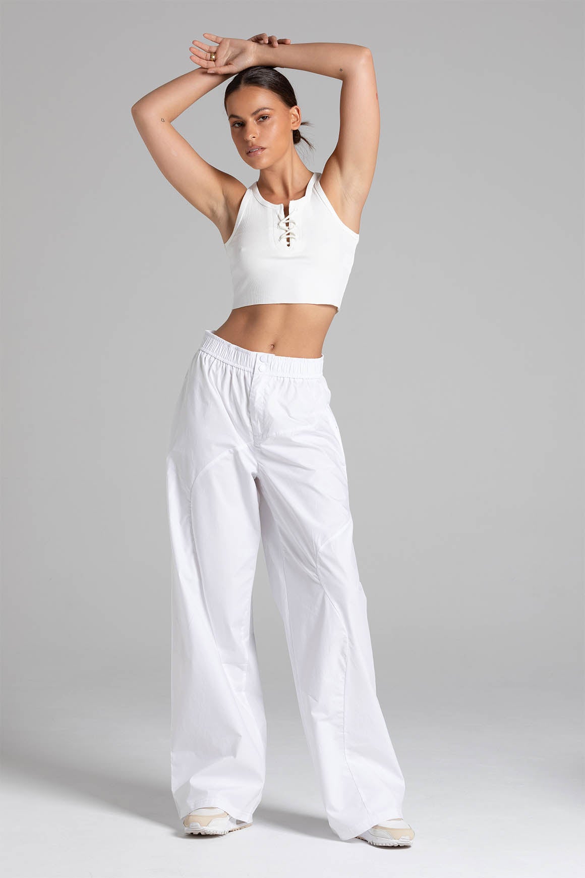 CLEAN WAVY ELASTIC BOOTCUT TROUSERS [P16594]